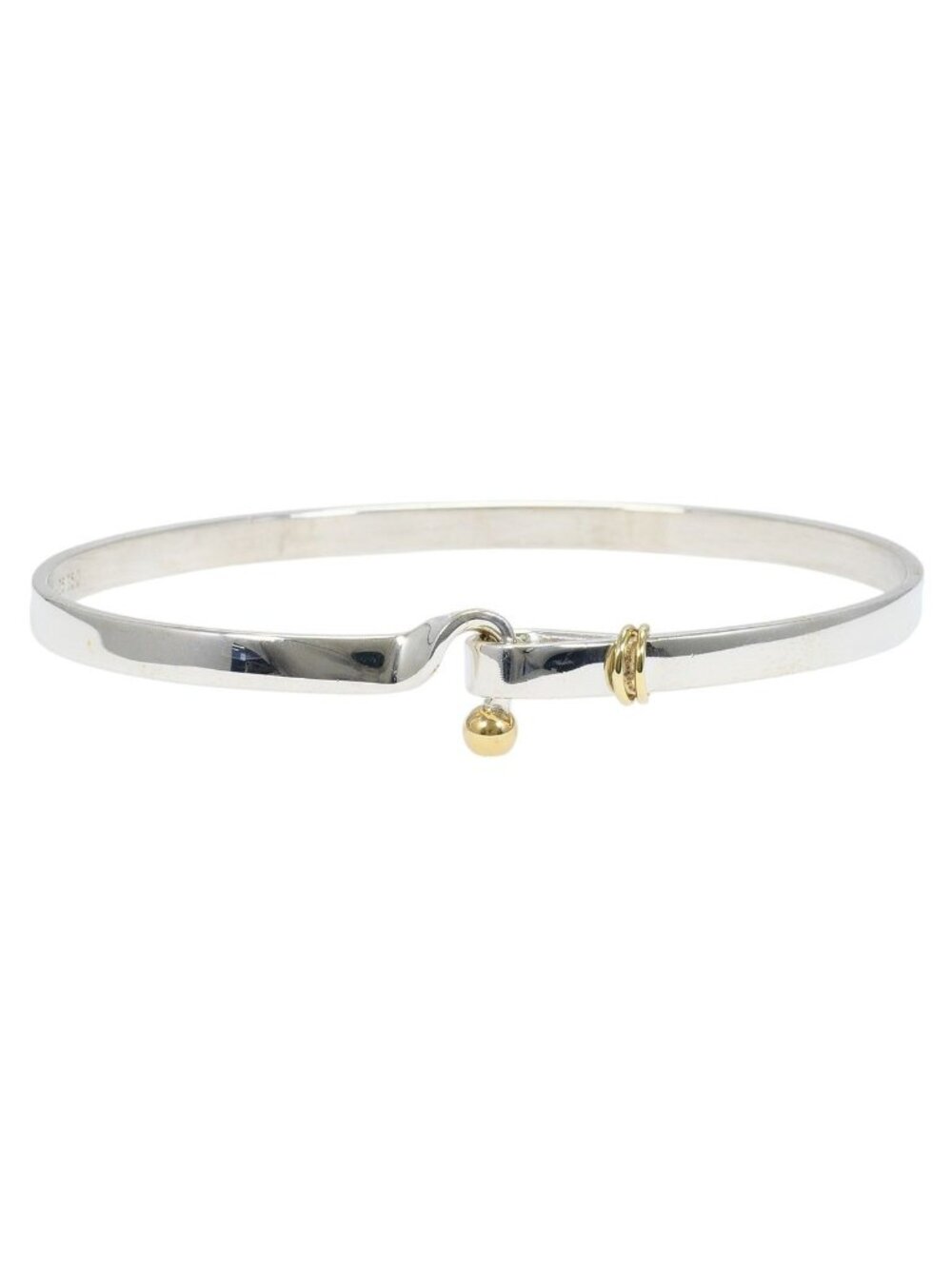 Tiffany & Co Hook & Eye 18k Yellow Gold 925 Sterling Silver Bangle Bracelet